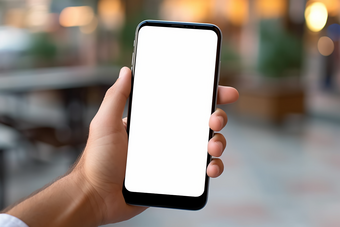 空白屏幕样机5G手机摄影图