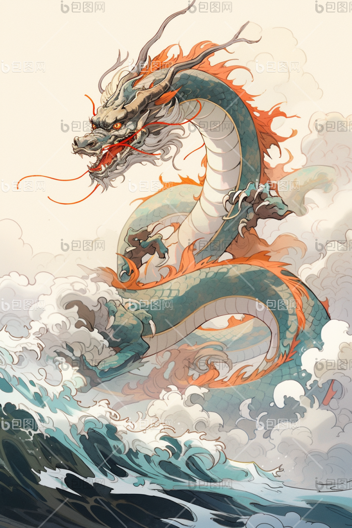 中国神话海上的龙高清图片下载-包图网