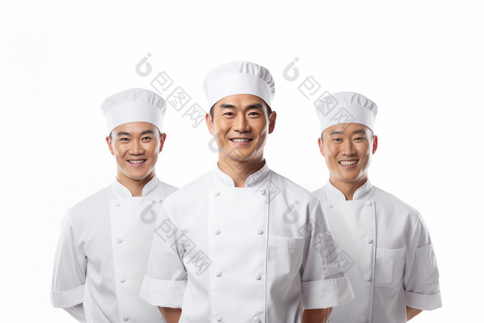 白色背景厨师专业团队