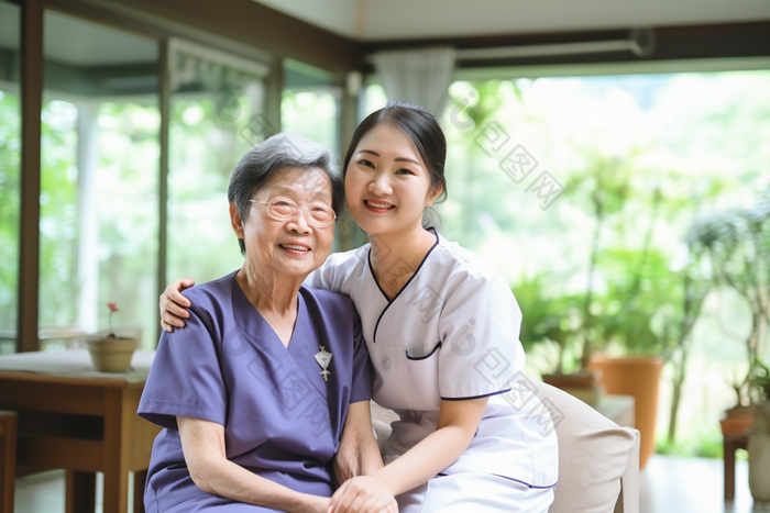 专业团队家庭护工照顾老年人图片-包图网