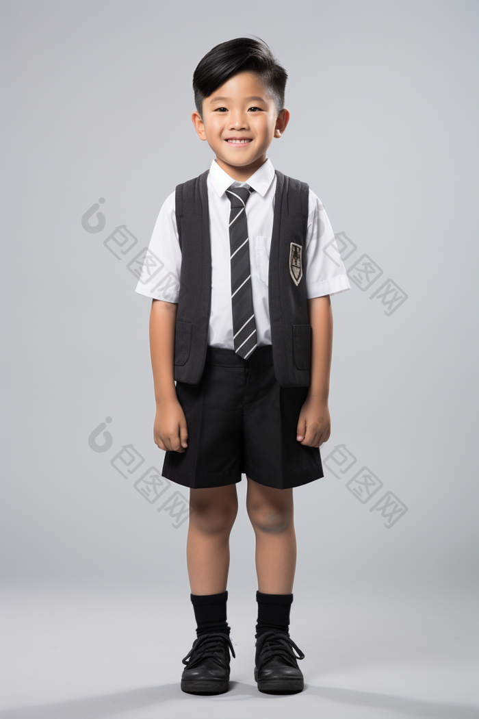 6岁男学生校服的形象