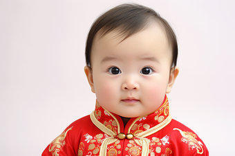 可爱婴儿红色衣服摄影图