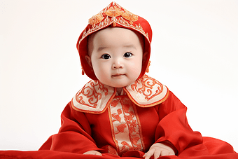 可爱幼儿红色衣服照