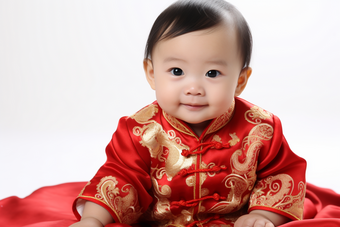 1岁婴儿红色衣服照