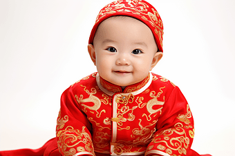 婴儿红色衣服照