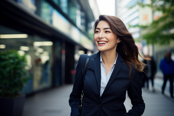 街道上穿着西装的自信女人