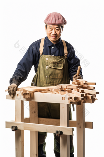 木匠手艺人正在建造桌子