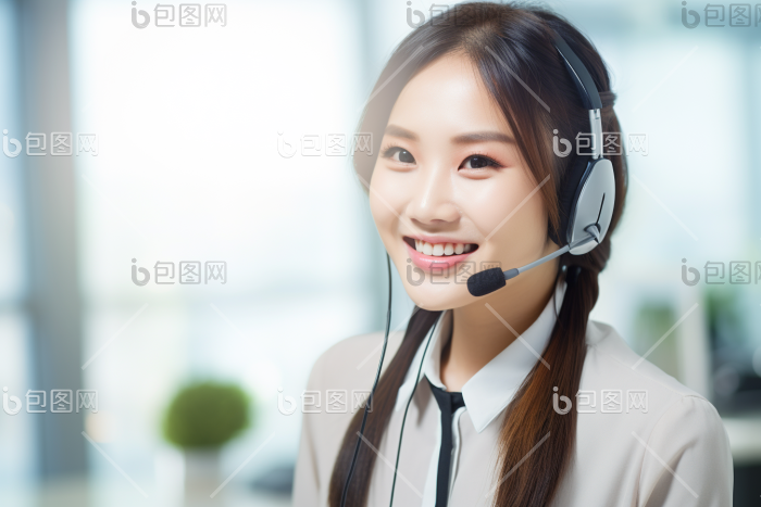 办公室的女客服代表图片-包图网