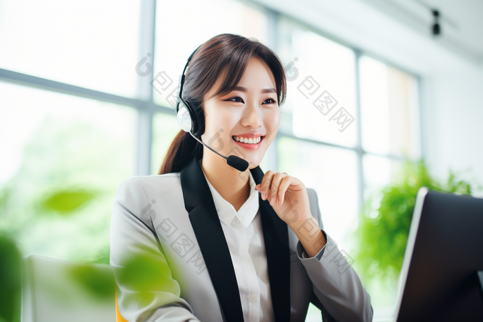办公室女性客服代表图片-包图网