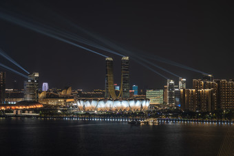 杭州奥体中心楼群国内著名景点市区摄影图