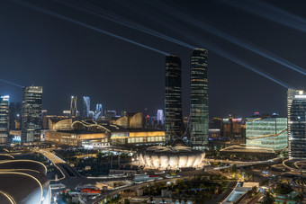 杭州奥体中心楼群都市风景繁荣高清图片