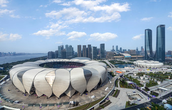 杭州奥体中心体育馆高视角高清图片
