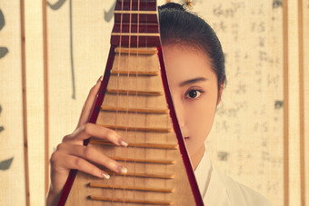 古装青年人音乐中国文化演出服摄影图