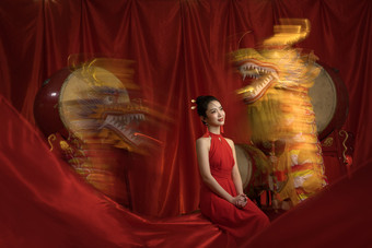 春节女人虚幻照片