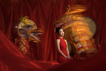春节女人喜庆成年人照片