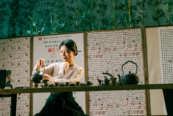 茶艺青年女人传统文化中国元素青年人写实摄影