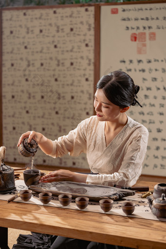 茶道女人瓷器古典式活力摄影图