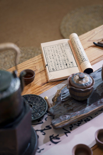 中国古典式茶具高视角摄影