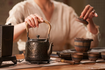 茶道青年女人传统文化镜头