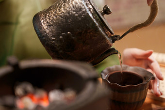 茶道女人瓷器宁静生活方式