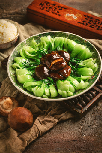 香菇油菜餐饮食用拍摄