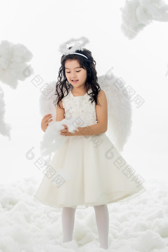 儿童小天使棉花漂亮的摄影图
