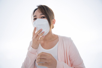 戴口罩青年女人传染病空气污染相片