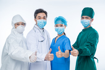 医务人员戴着口罩传染病工作服影相