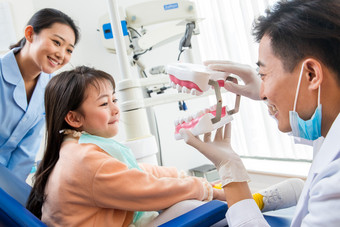 医生儿童牙科模具整形摄影图
