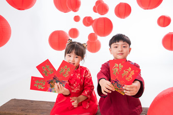 春节儿童东方传统庆典拍摄