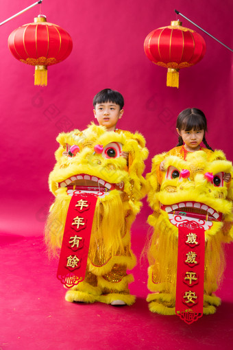 过年舞狮传统文化节日摄影