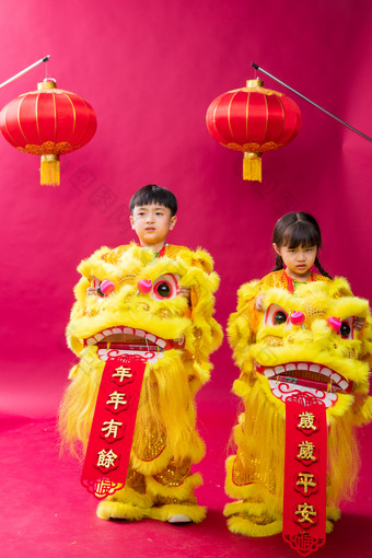 春节舞狮欢乐传统相片
