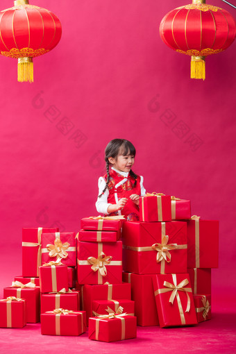 快乐的礼物红色愿望气氛摄影图