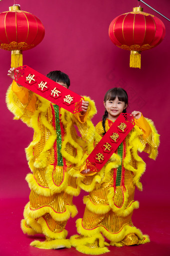 春节<strong>舞狮</strong>中国元素天真传统图片