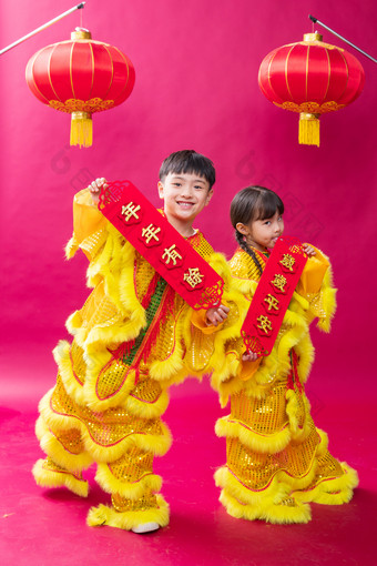 过年舞狮传统文化快乐相片
