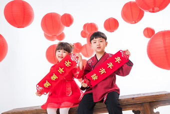 春节女孩中国元素新年前夕素材
