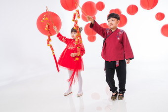 春节女孩中国元素友谊摄影