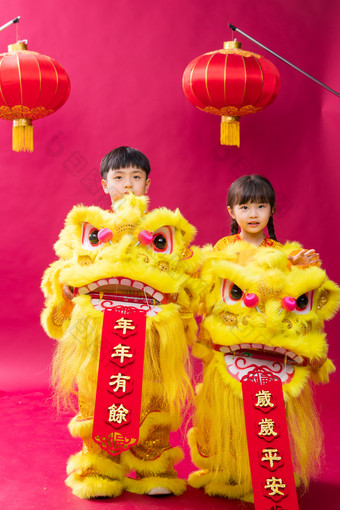春节舞狮喜庆摄影图