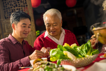 新年年夜饭青年男人户内元旦摄影