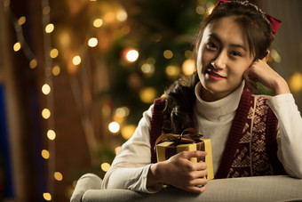 青年女人礼物节日幸福摄影拍摄