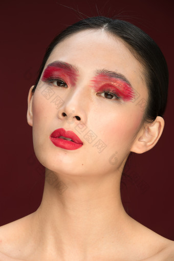 彩妆肖像骄傲彩色图片中国元素素材