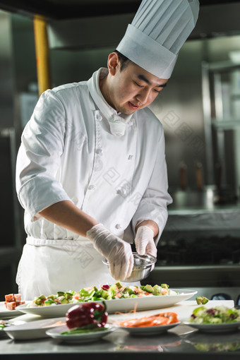 厨师准备食物做饭宴会摄影摄影图