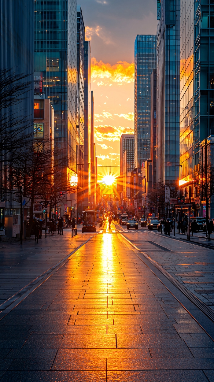 城市街道落日余晖图片-包图网企业站