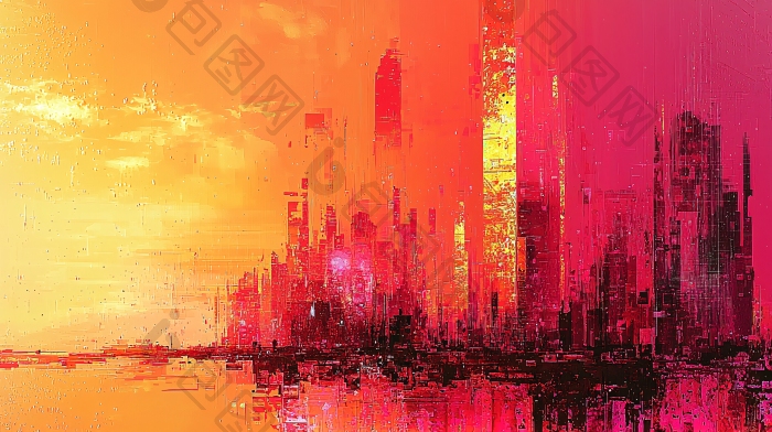 橙红色调城市剪影图片-包图网企业站