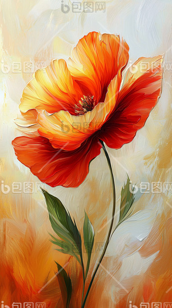 油彩画　【花】　抽象 center