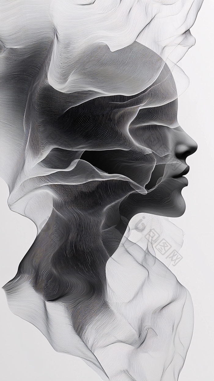 抽象女性侧脸线条图片-包图网企业站
