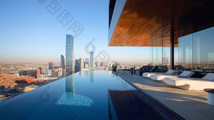 高层建筑无边际泳池图片-包图网企业站