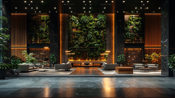 高端酒店大堂绿植设计素材图片-包图网企业站