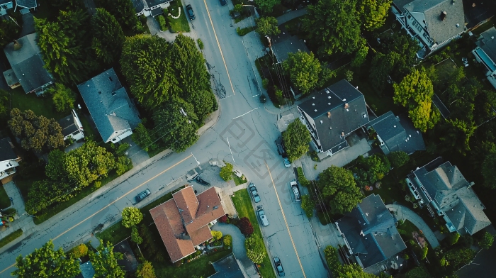高空俯瞰住宅区街道图片-包图网企业站