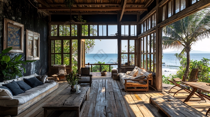 海边木屋客厅景观图片-包图网企业站